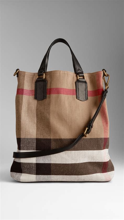 burberry black buckle tote|burberry medium canvas check tote.